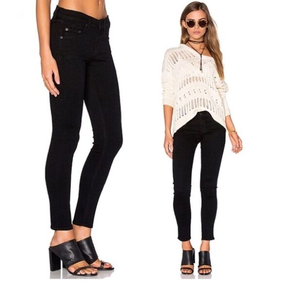 Rag & Bone Nero black Capri Skinny Jeans Size 23 - Picture 13 of 13